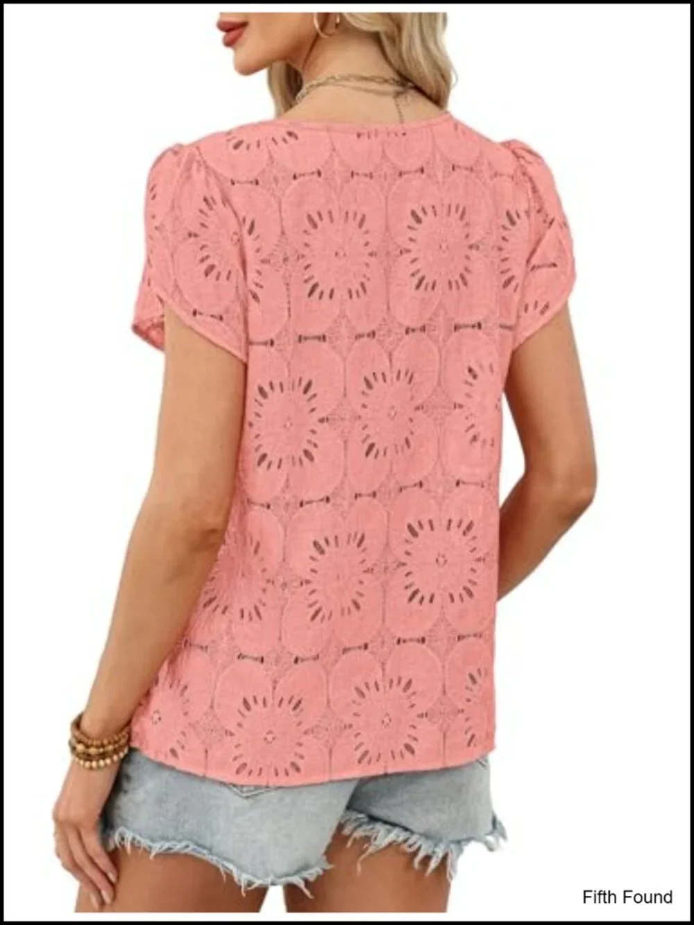 Women's Crochet Lace Boho Petal Short Sleeve Blouse Tunic